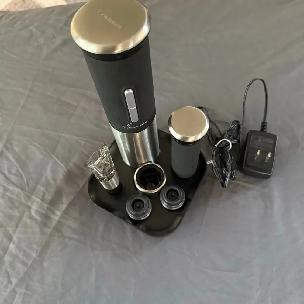 Rabbit Automatic Electric Wine Opener Set with Foil Cutter & Charging Base